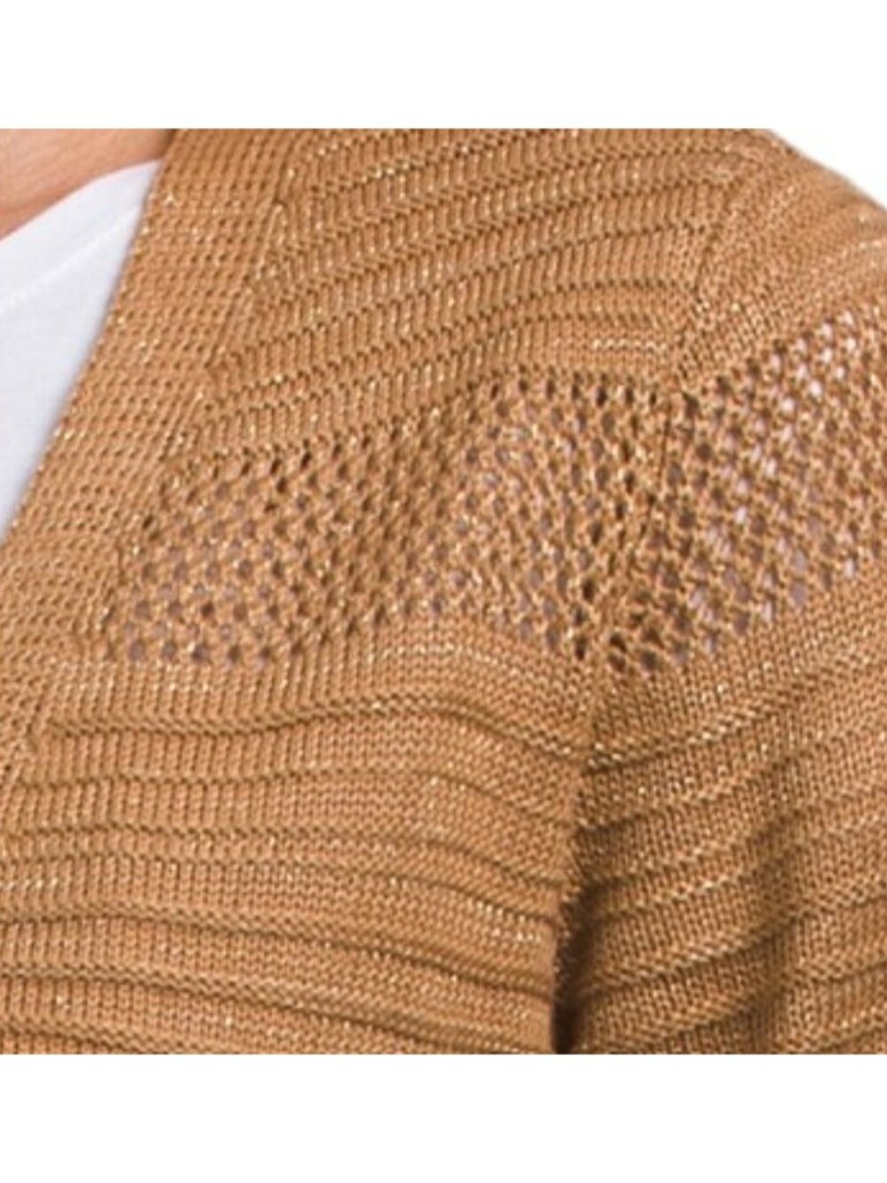 BADGLEY MISCHKA Metallic Long Sleeve Mixed Stitch Shrug - Picture 3 of 4